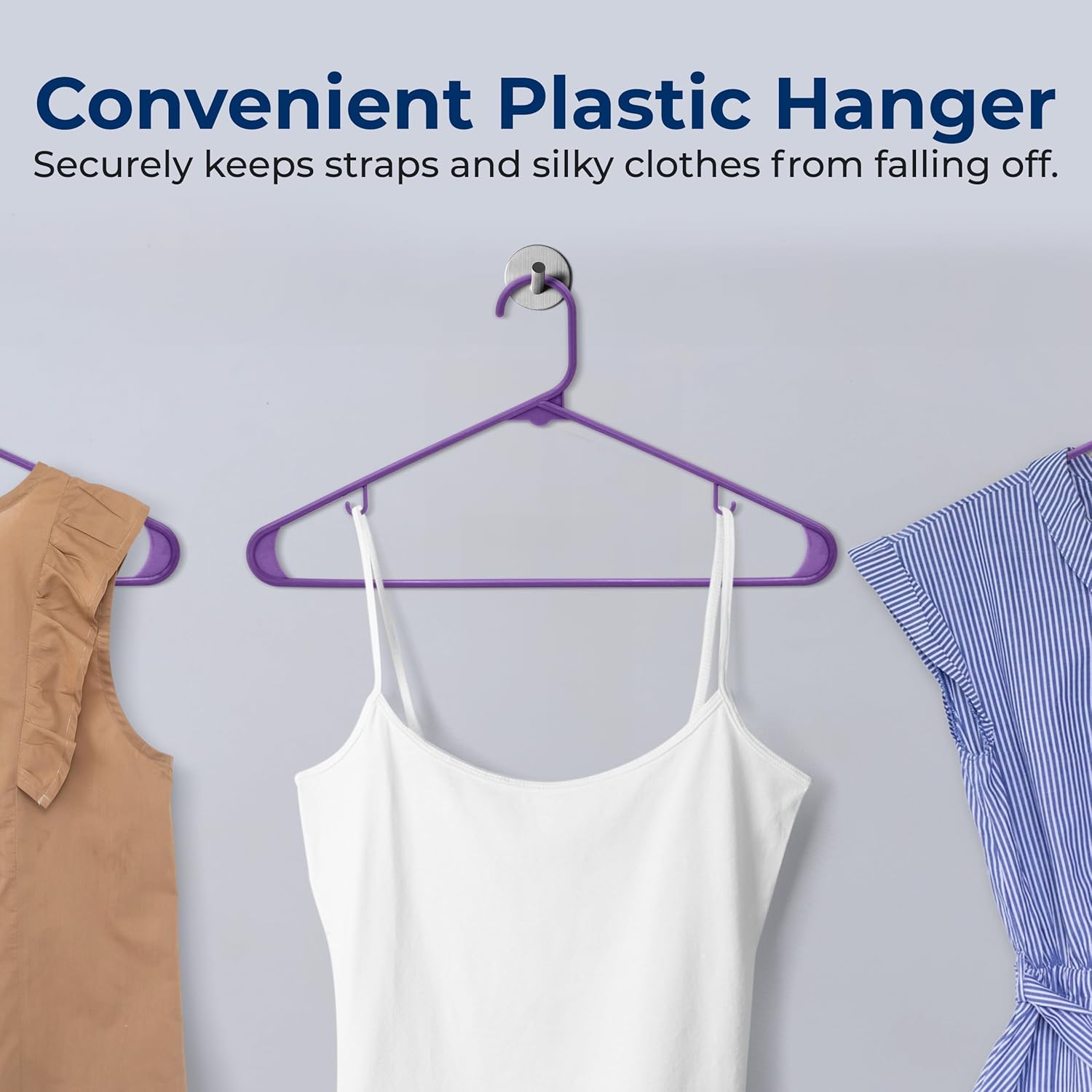 SereneLife Premium Plastic Hangers - Lightweight & Durable Space-Saving Clothes Organizers | 10 Pack (Purple)