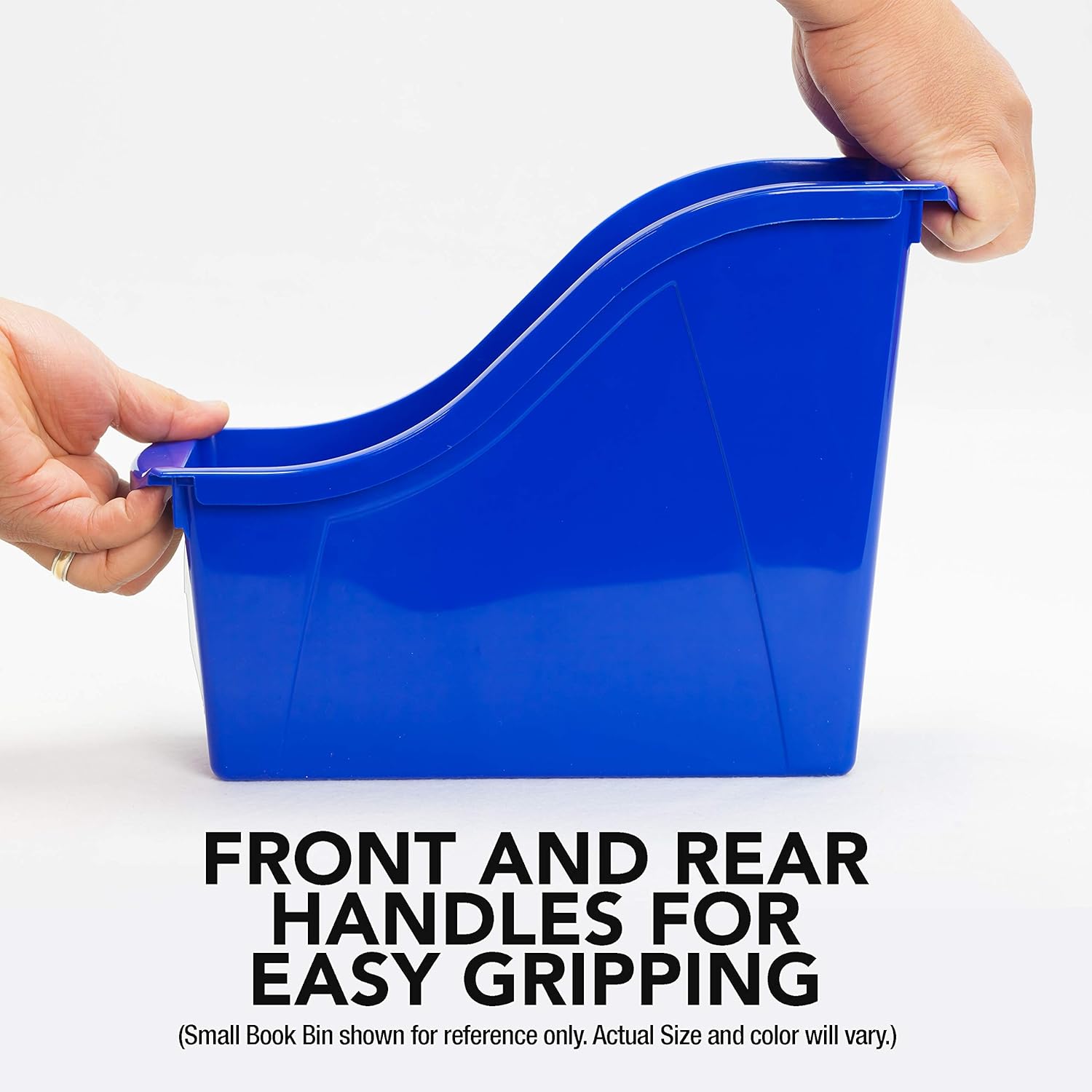 Storex Large Book Bin - Interlocking Plastic Organizer for Home & Office | Teal, 6-Pack (71120U06C)