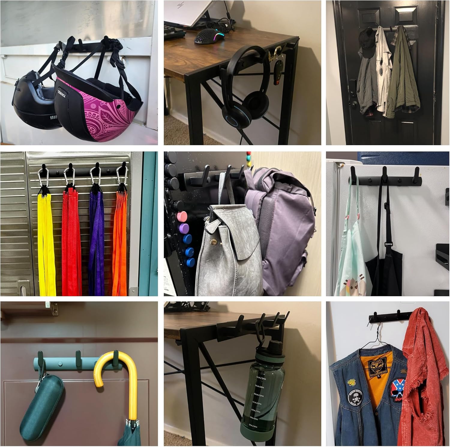 ULIBERMAGNET Heavy-Duty Magnetic Hooks - Strong Rubber Hangers for Coats, Towels & Bags | Matte Black (4 Hooks)