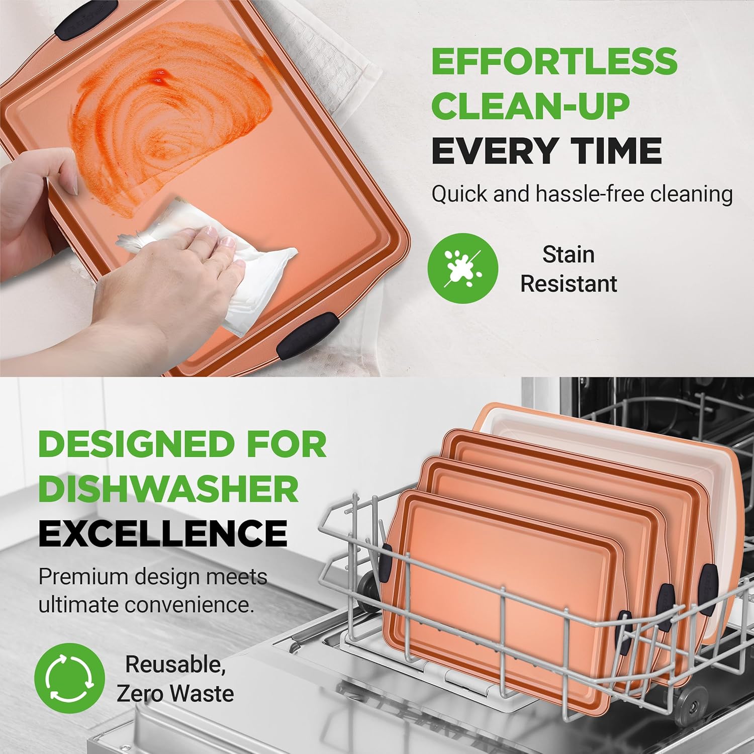 NutriChef 5-Piece Bakeware Set - Premium Non-Stick Baking Pans with Silicone Handles | Ideal for Cakes, Cookies & Brownies