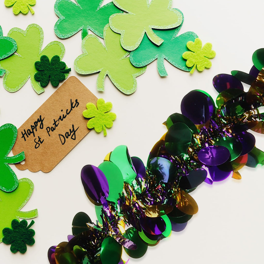 Ohiyoo 100 Feet Mardi Gras Tinsel Garland Gold Green Purple Garland Mardi Gras Christmas Tree Tinsel Metallic Twisted Hanging Streamer for Oktoberfest Birthday Party Decoration