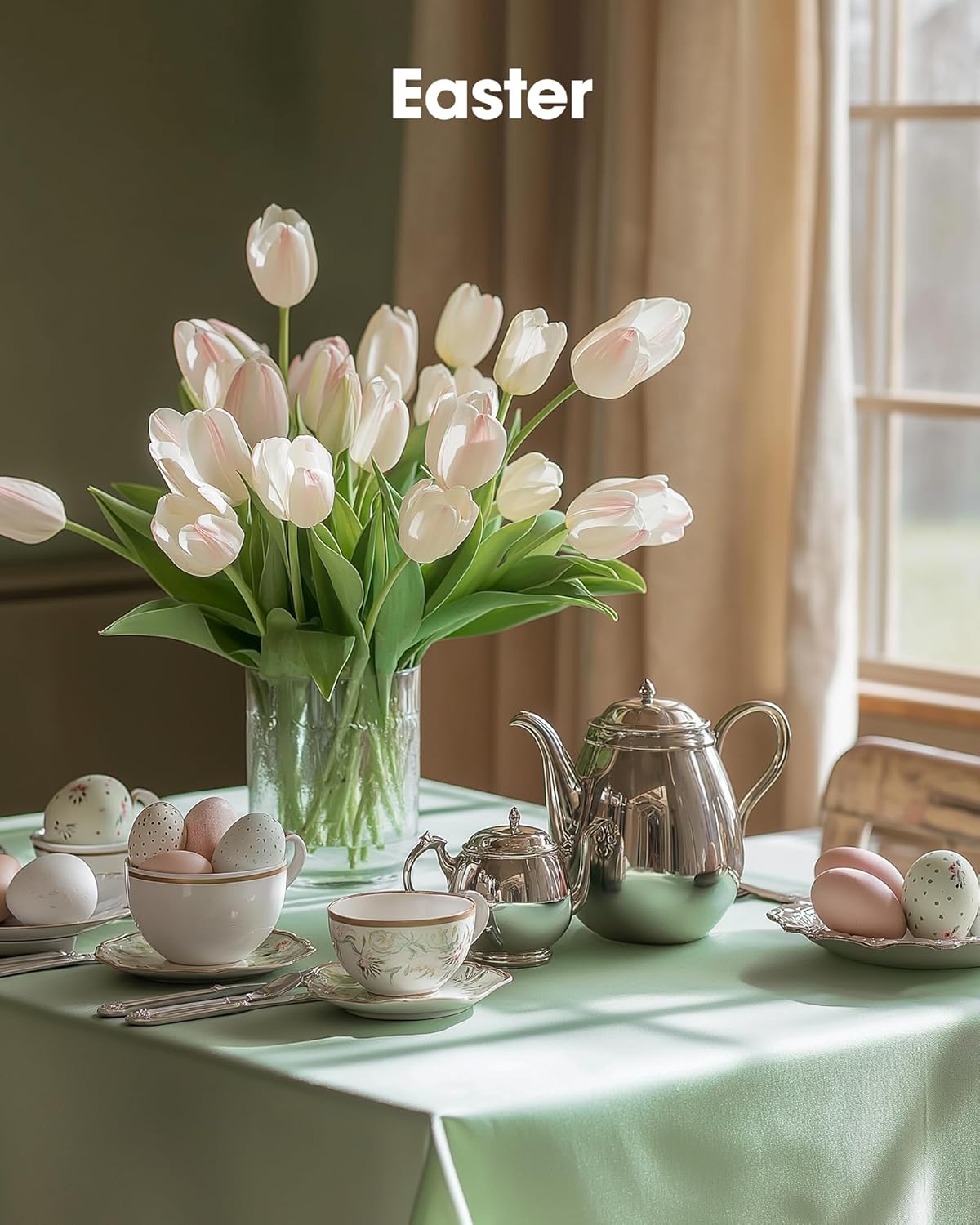 Pureegg Disposable Table Cloths - 54 x 108 Inch, Leakproof & Sturdy, 8 Pack, Sage Green for Easter Parties