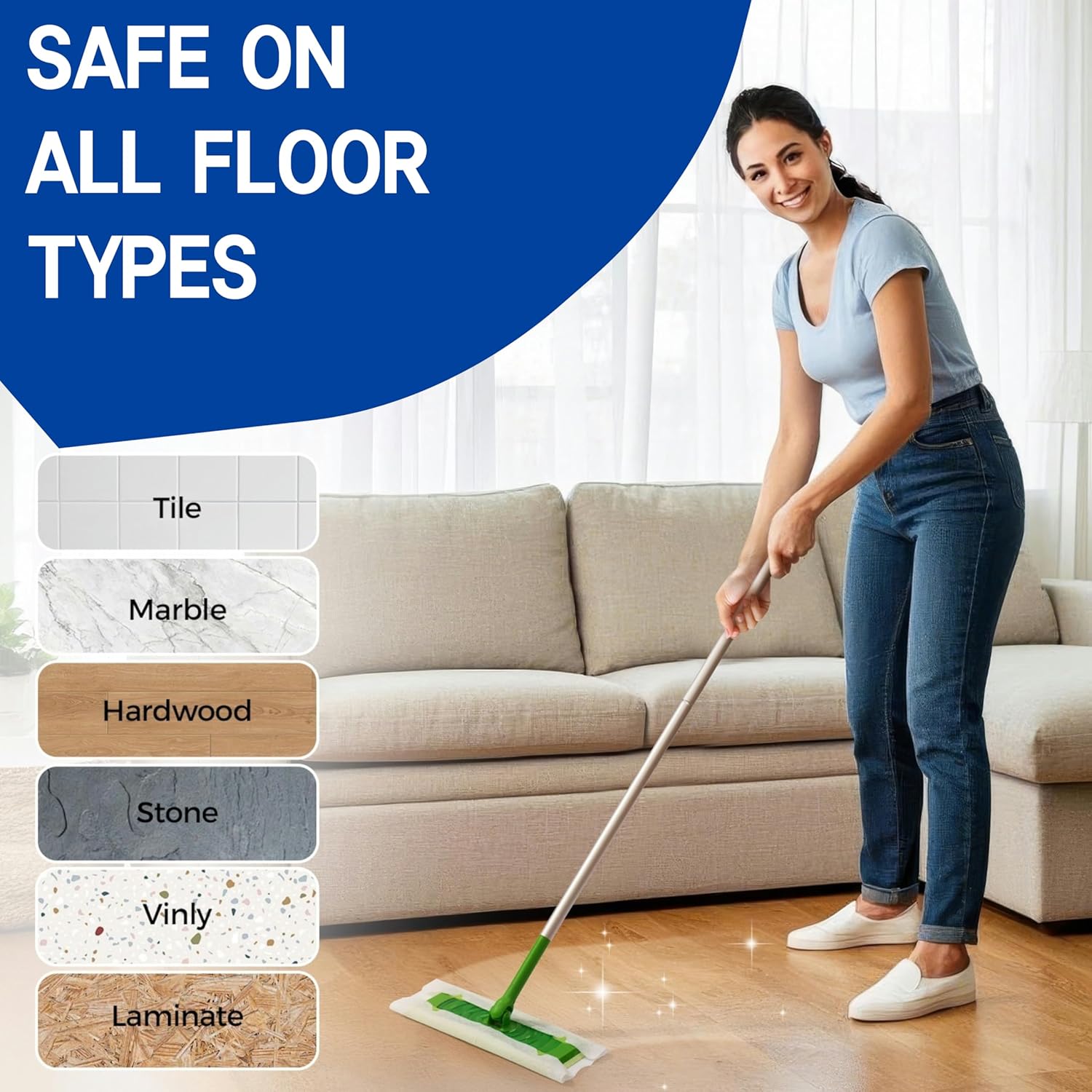Skiennix Disposable Mop Refills - 80 Pack Floor Dust Cloths for Swiffer Standard Sweeper