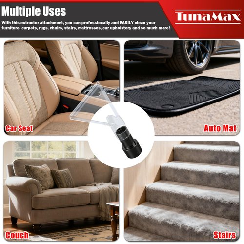 TunaMax Universal Work with All Vacs with 2-1/2" & 1-7/8" &1-1/4" Three Adapters Extractor Attachment for Upholstery & Carpet Cleaning & Auto Detailing