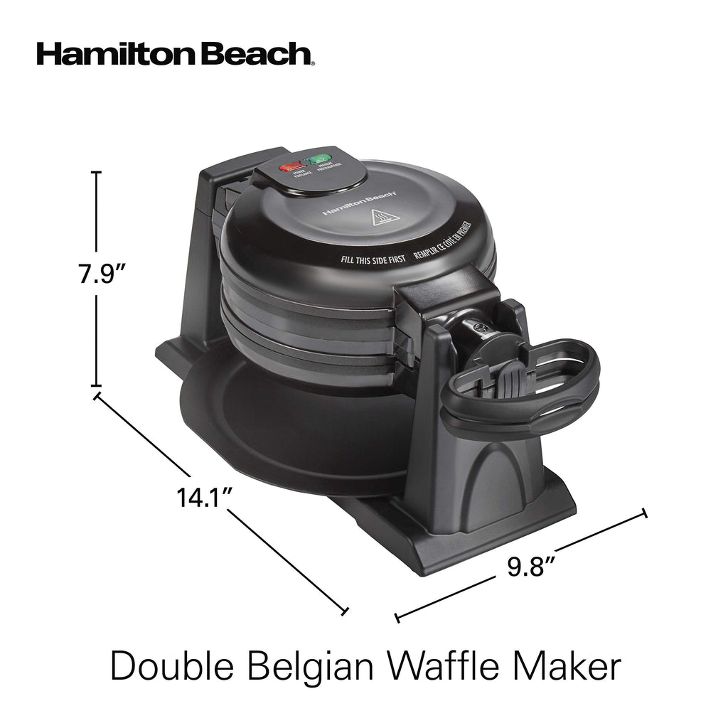Hamilton Beach 26201 Belgian Waffle Maker with Removable Nonstick Plates, Double Flip, Makes 2 at Once, Black