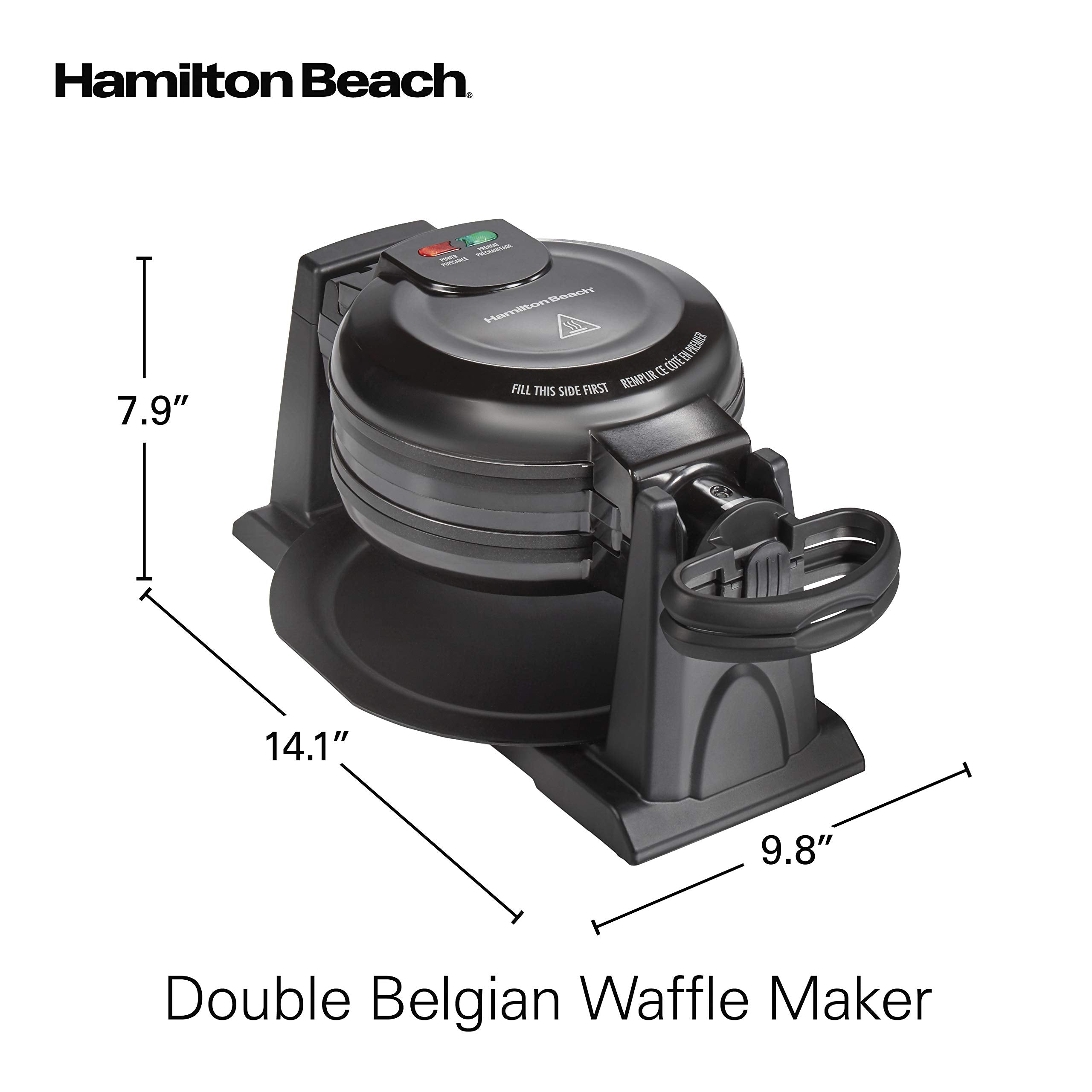 Hamilton Beach 26201 Belgian Waffle Maker with Removable Nonstick Plates, Double Flip, Makes 2 at Once, Black