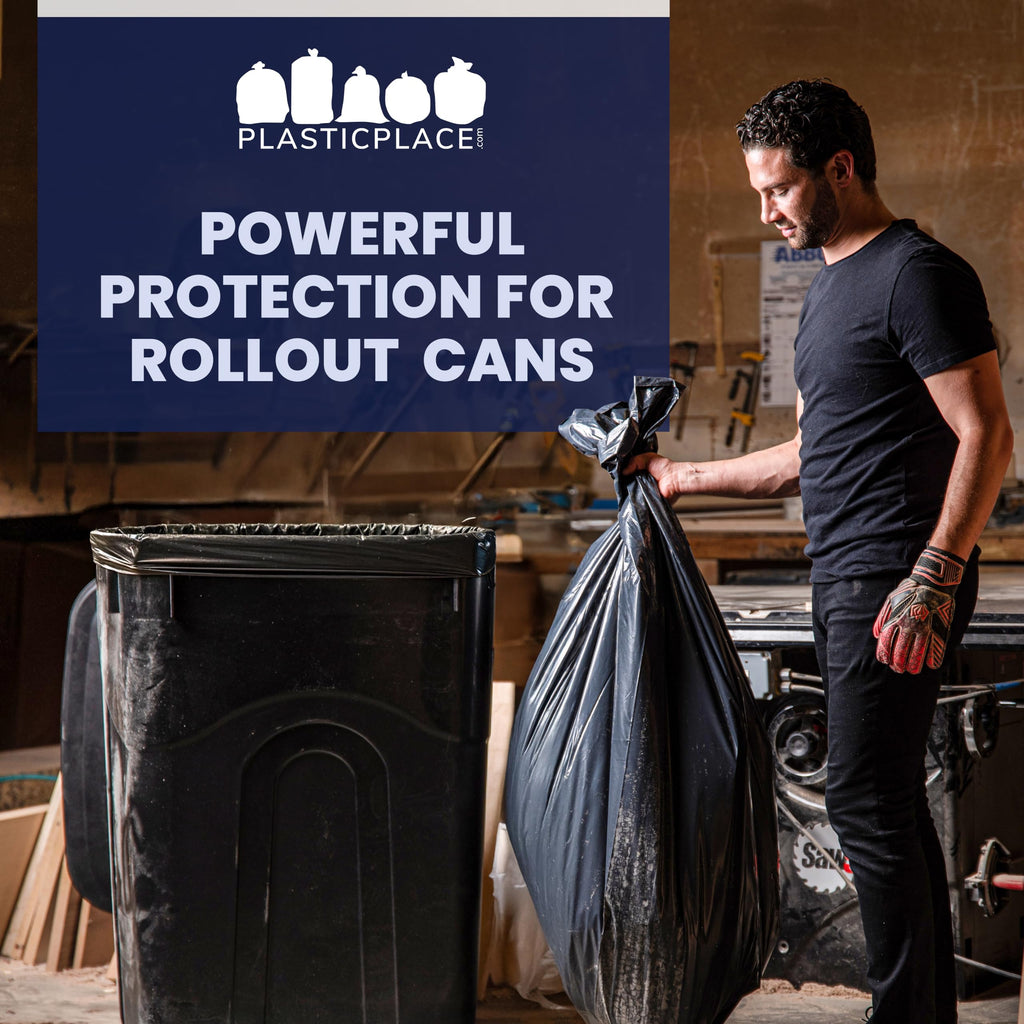 Plasticplace 95-96 Gallon Garbage Can Liners │ 2 Mil │ Black Heavy Duty Trash Bags │ 61” x 68”, 25 Count