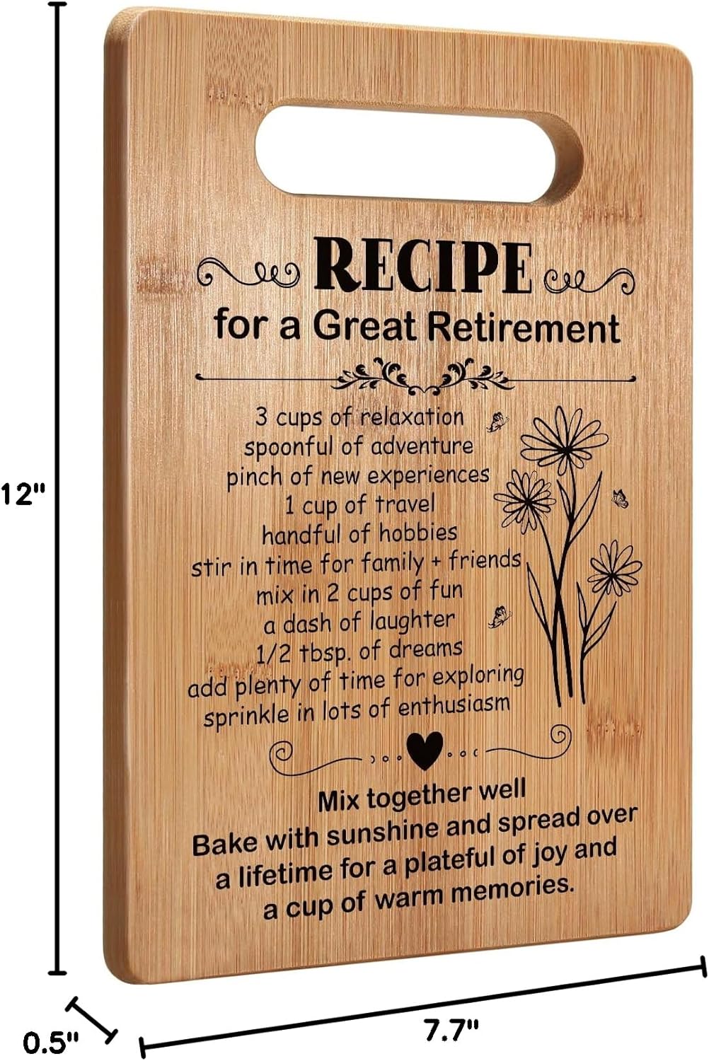 Skiennix Retirement Gifts for Women - Unique Cutting Board with Inspirational Recipe | Perfect Farewell Gift for Coworkers and Friends