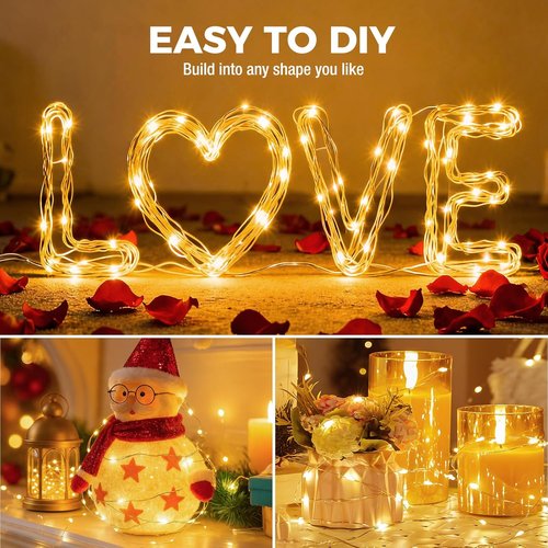 Litogo 20 LED Fairy Lights | 24 Pack 7FT Waterproof Mini Twinkle String Lights - Warm White for Weddings & Parties