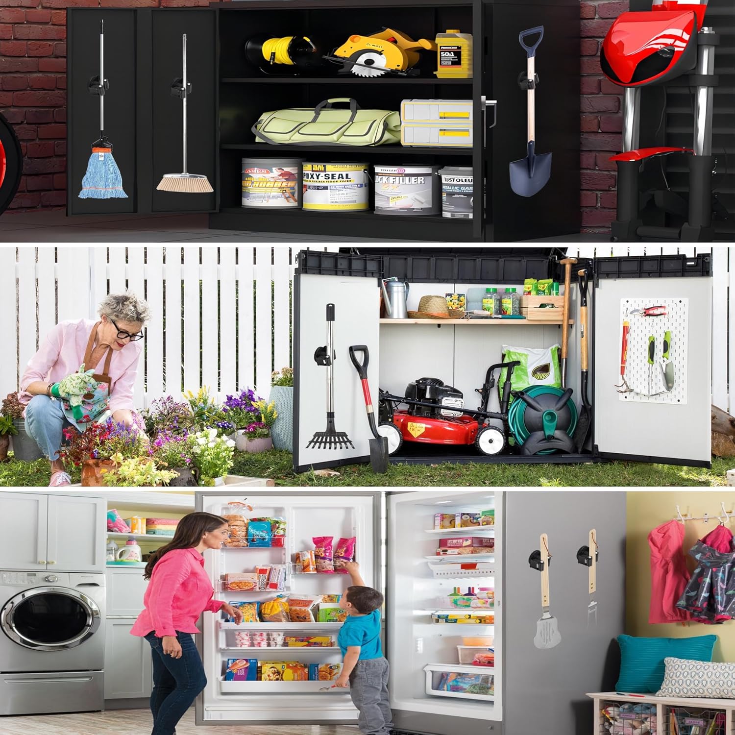 ULIBERMAGNET Magnetic Mop Broom Holder - Heavy-Duty Wall-Mounted Storage Rack | 8 Pack in Black