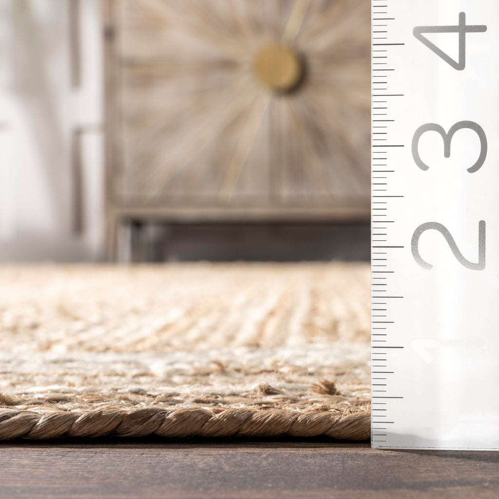 Nuloom Rikki Off-White/Natural, 2'6" x 6', Coastal Braided, Jute, Soft and Textured, High Traffic, Stain Resistant, Easy Clean, Durable Runner for Bedroom, Living Room, Dining, Foyer, Entryway