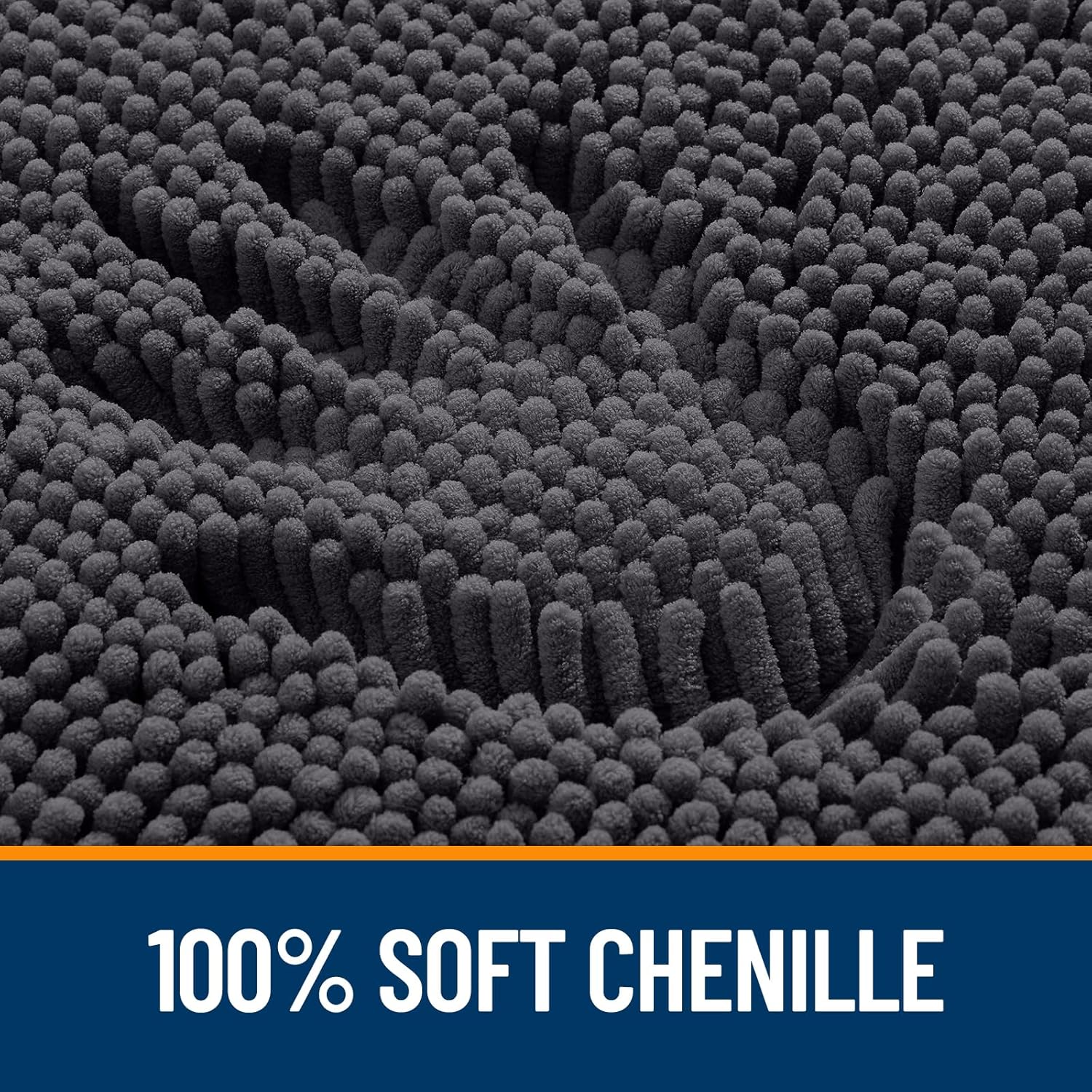 OLANLY Small Bathroom Rugs - Extra Soft Chenille Bath Mats | Quick Dry, Machine Washable, Dark Grey 24x16