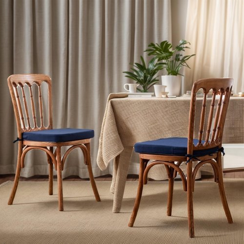 Battilo Chair Cushions for Dining Chairs with Ties, Kitchen Chair Pad with Non-Slip Backing and Removable Cover, Indoor/Outdoor Dining Seat Cushion, 16"x16"x2", Set of 4, Navy