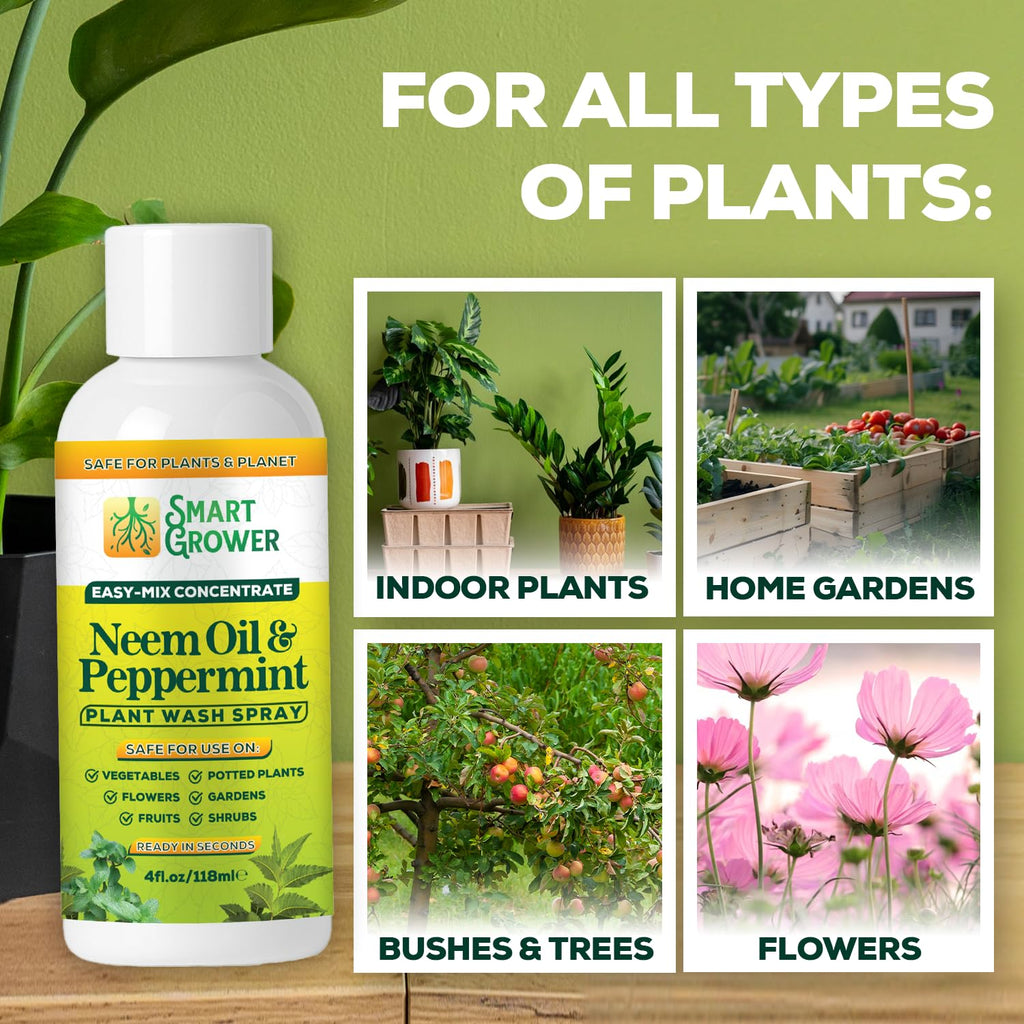 Neem Oil Spray for Plants by [Brand Name] - Peppermint Oil Formula for Indoor & Outdoor Use | 4 oz Concentrate Makes 1/2 Gallon RTU
