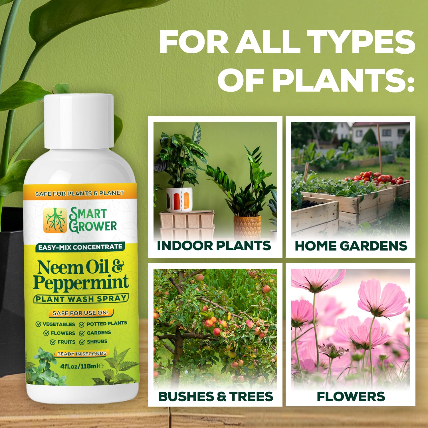 Neem Oil Spray for Plants by [Brand Name] - Peppermint Oil Formula for Indoor & Outdoor Use | 4 oz Concentrate Makes 1/2 Gallon RTU