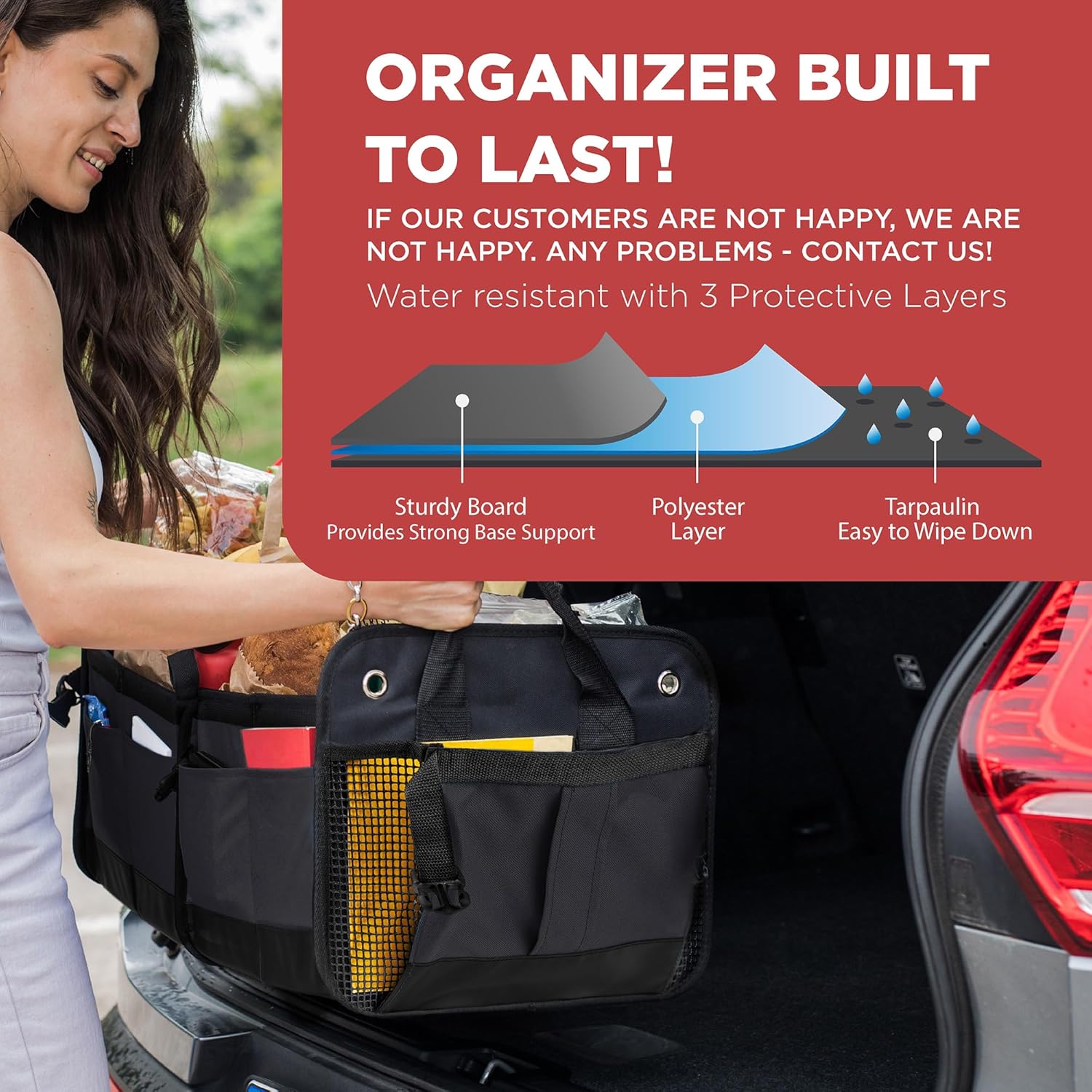 TRUNKCRATEPRO Car Trunk Organizer - Premium Adjustable Multi-Compartment Design | Large Black with Securing Straps & Non-Slip Bottom