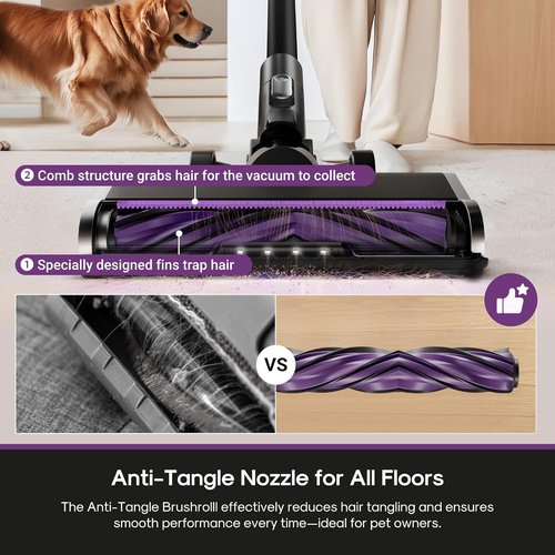 Eureka Cordless Stick Vacuum Cleaner - ReactiSense 440 | 60-Min Runtime, Anti-Tangle Brushroll, Perfect for Pet Hair & Hard Floors