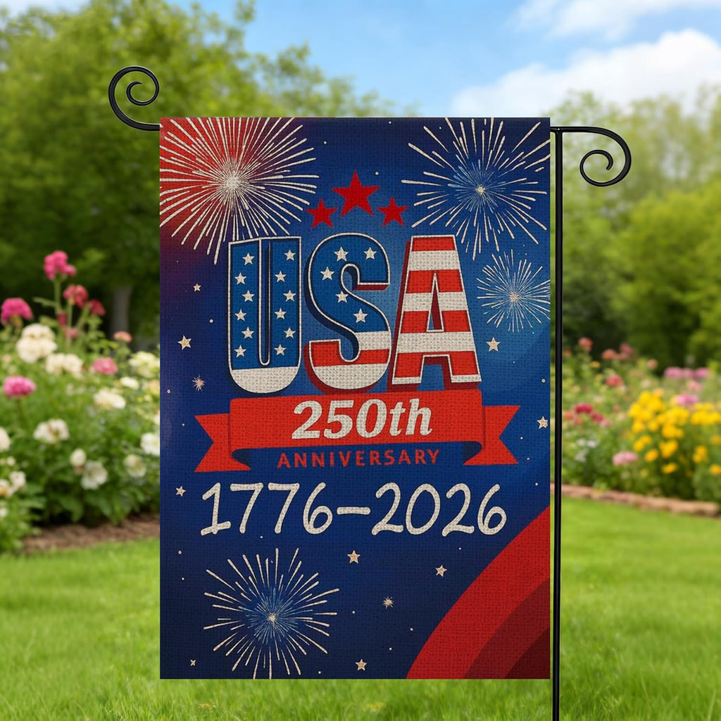 250th Anniversary USA Garden Flag - Double-Sided Waterproof Design | Patriotic 4th of July Decor 12x18 Inch