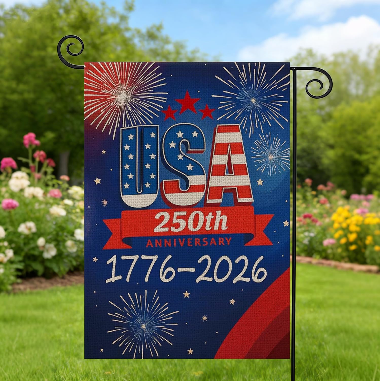 250th Anniversary USA Garden Flag - Double-Sided Waterproof Design | Patriotic 4th of July Decor 12x18 Inch