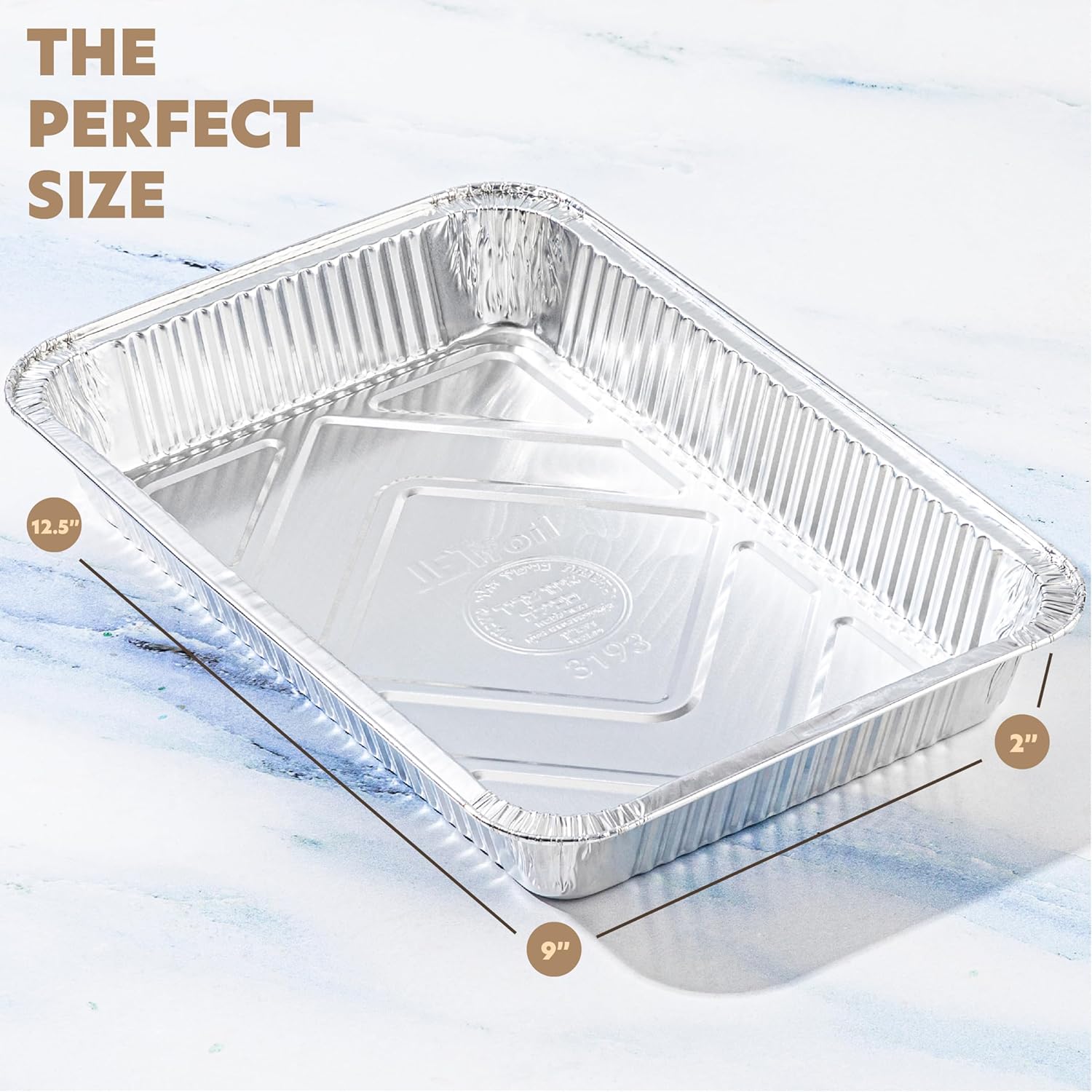 Plasticpro 12.5'' x 9'' Heavy-Duty Aluminum Pans - 10 Pack Disposable Foil Pans with Covers