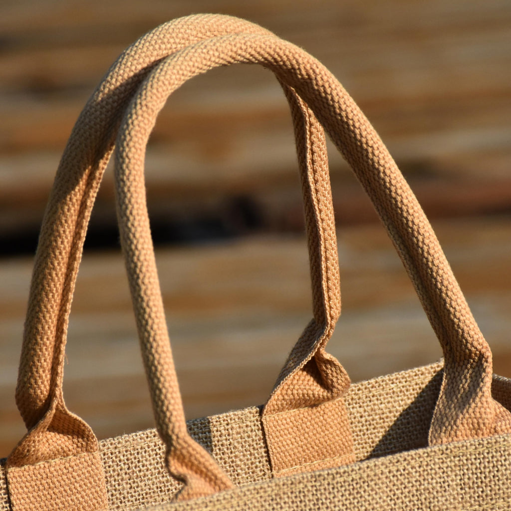 GOQAGA 20 PCS burlap tote bags jute bridesmaid gift burlap gift bags with handles leisure travel vacation 12.5×5×9.8 inch M