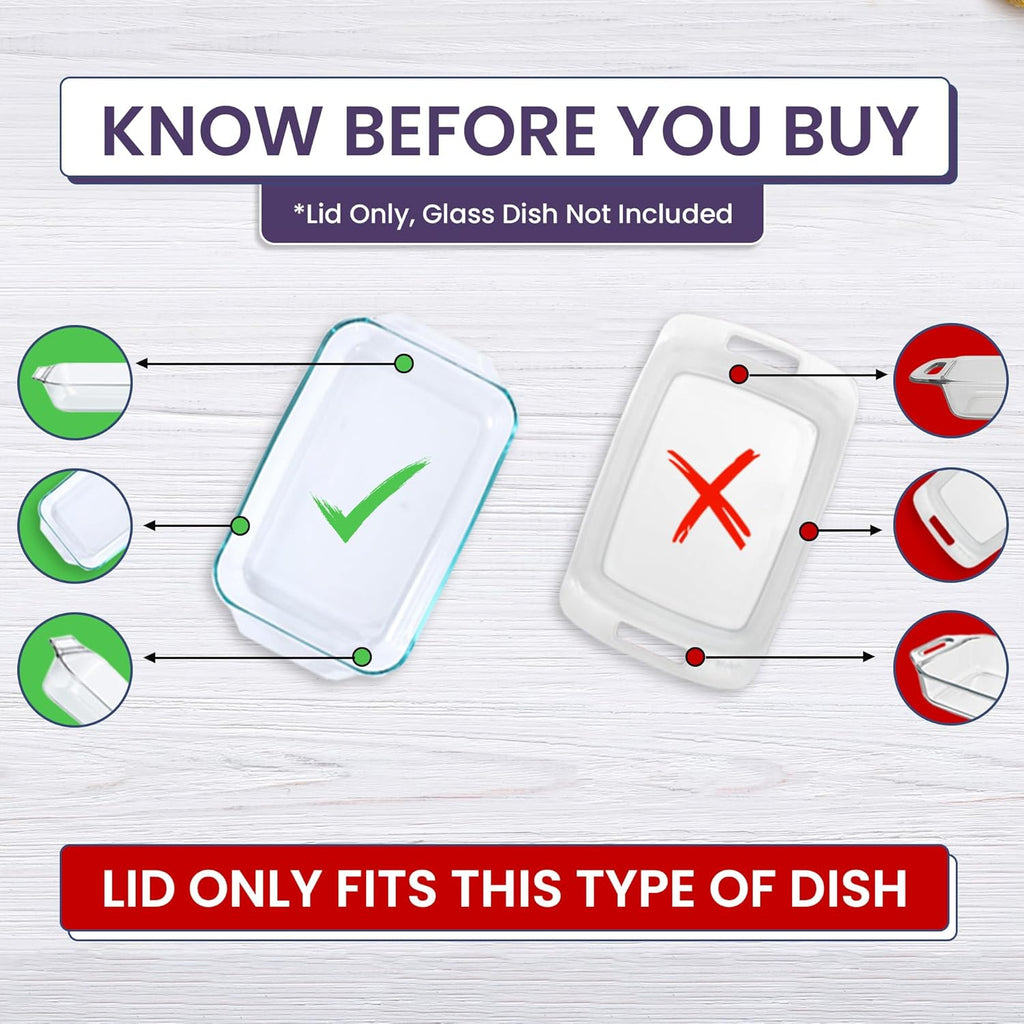Pyrex Replacement Lid - Fits 9x13 Glass Casserole Baking Dish | Purple Tab Handle 3-Quart Model 233-PC