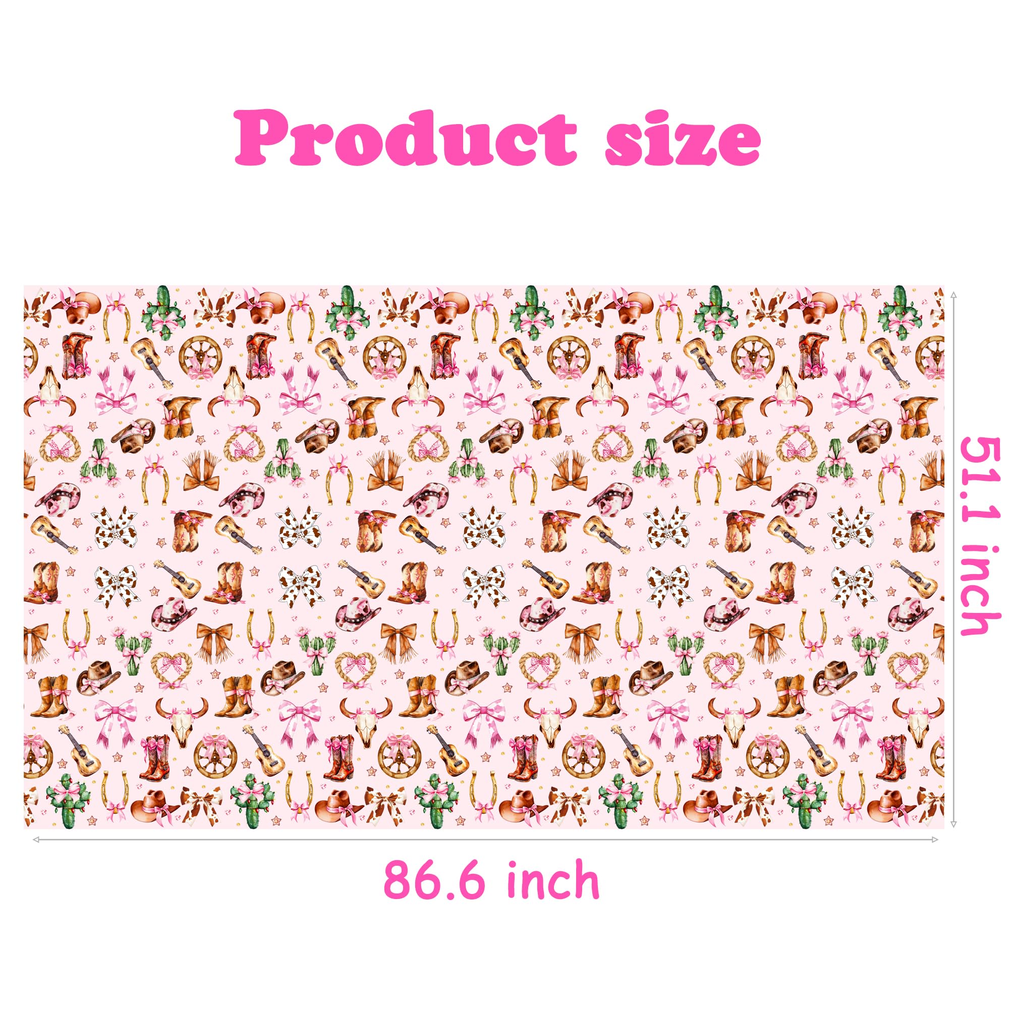 umoni Cowgirl Party Supplies Pink Western Cowgirl Tablecloth 2PCS Coquette Cowgirl Party Supplies Tablecover Disposable Wild West Guitar Bow and Boot Table Cover for Birthday Baby Shower Decor