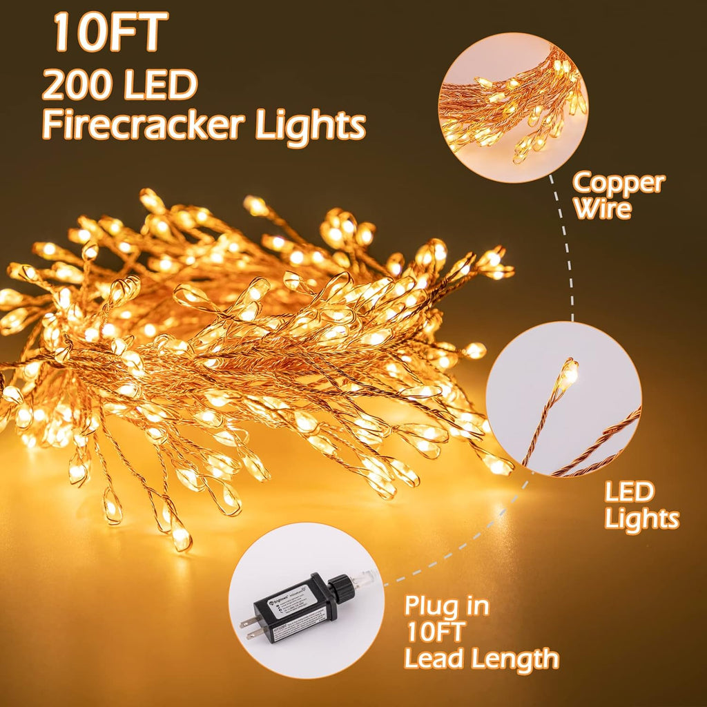 Skiennix 200 LED Fairy Lights - 10Ft Waterproof Copper Wire String Lights with 8 Modes | Warm White