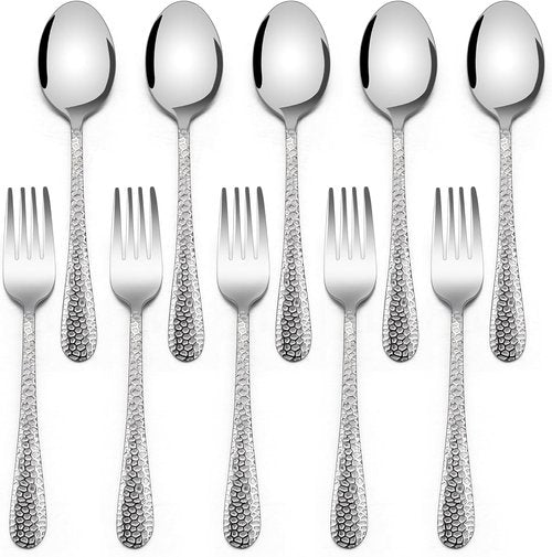 E-far Toddler Forks and Spoons Set - 10-Piece Stainless Steel Utensils for Safe Self-Feeding | Non-Toxic & Dishwasher Safe