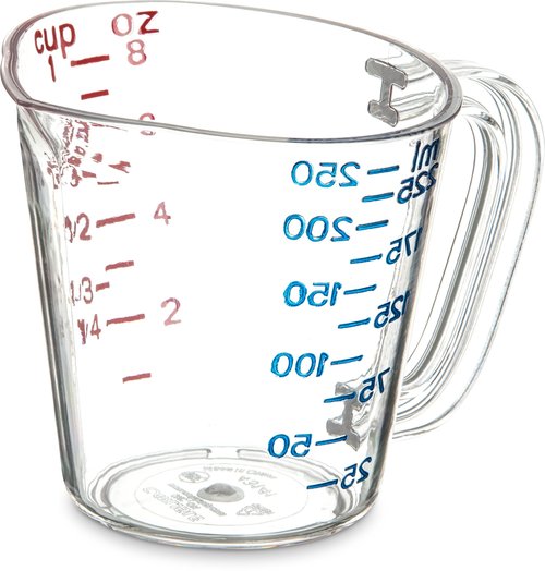 Carlisle FoodService Products 4314107 Commercial Plastic Measuring Cup, 1 Cup, Clear (Pack of 12)