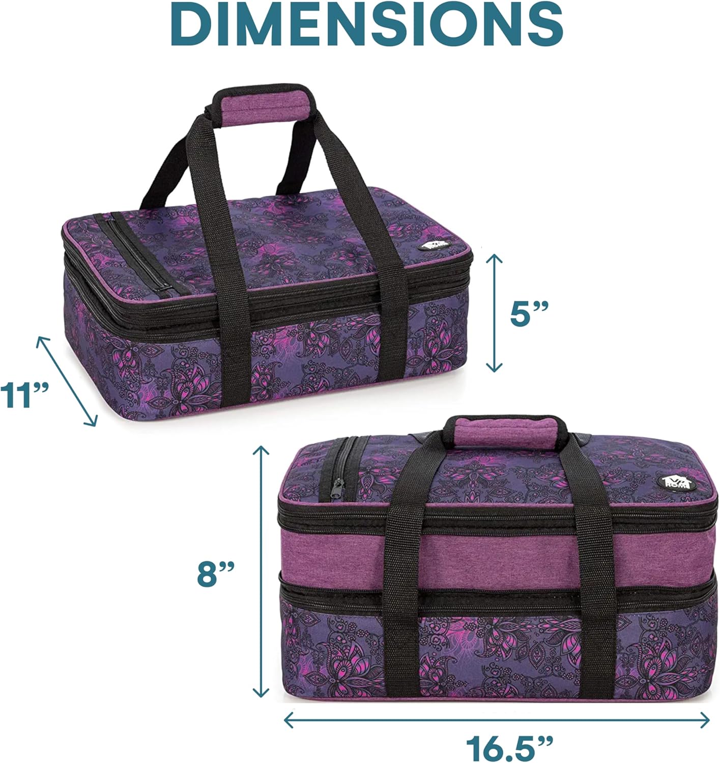 VP Home Double Casserole Insulated Food Containers - Stylish Henna Tattoo Design for Travel & Picnics