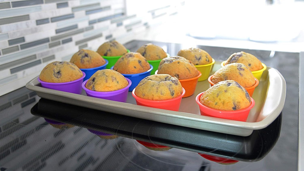 Professional Jumbo Silicone Baking Cups - Premium 12-Piece Set | Reusable Muffin Pans | BPA-Free