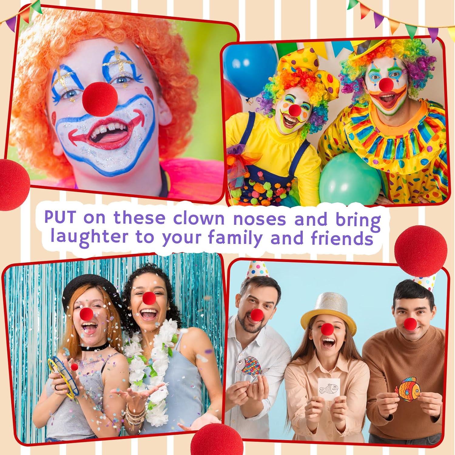 Vinsot Red Circus Clown Noses - 200 Pcs Foam Costume Accessory for Carnival & Halloween