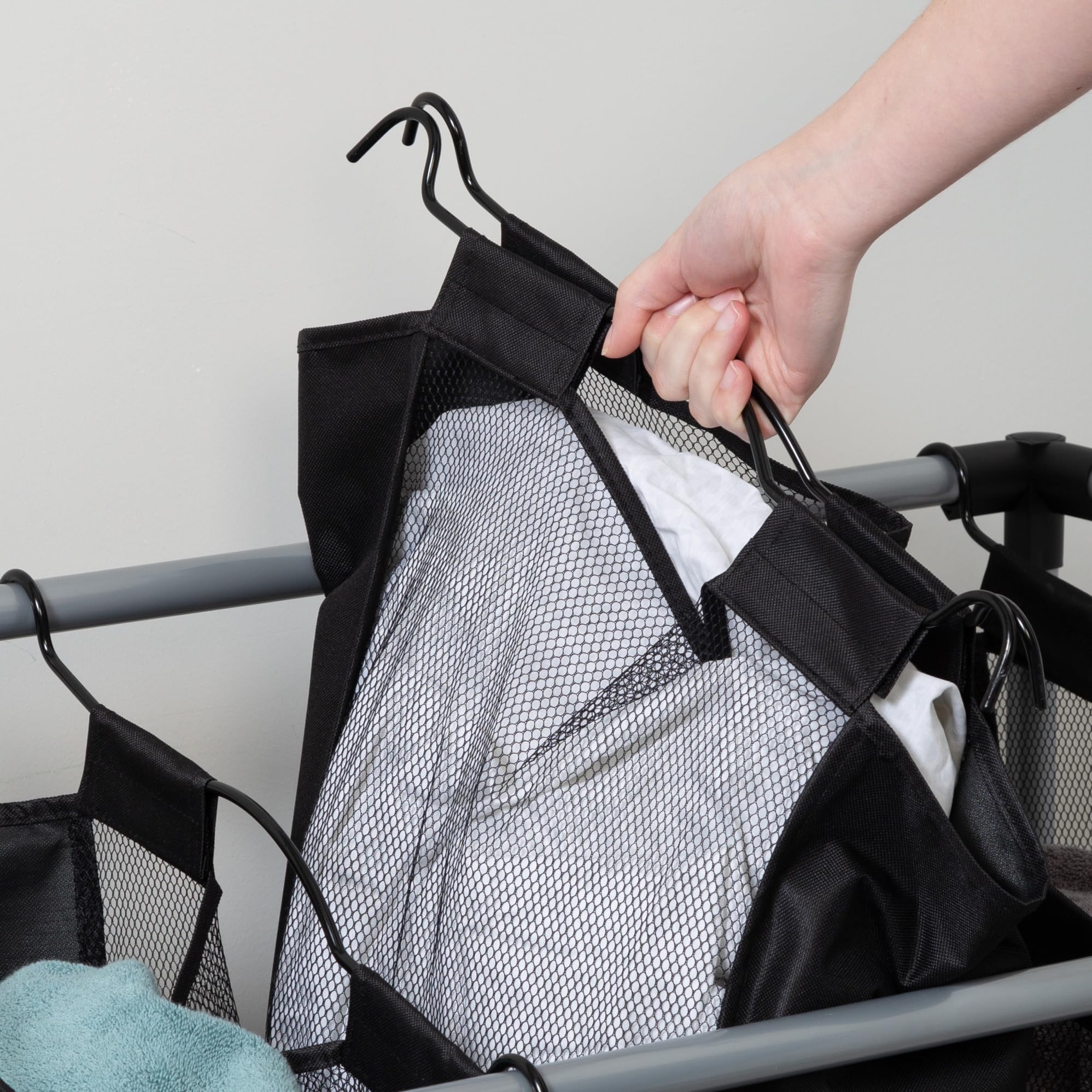 Honey-Can-Do Triple Laundry Sorter with Mesh 3 Bags, Steel/Black, 30.75" x 15" x 32.75"