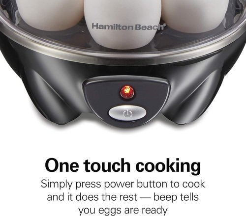 Hamilton Beach 3-in-1 Electric Egg Cooker - Hard Boiled, Poached, Omelet & Steamer, Holds 7, Black