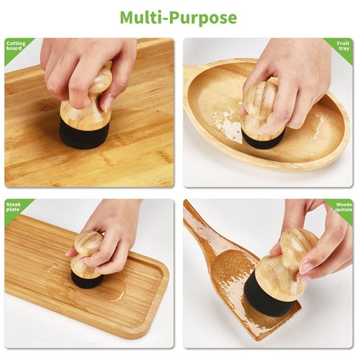 DEBETOOL 2Pack Cutting Board Oil Wax Applicator for Food Grade Mineral Oil Board - Natural Bamboo Applicator for Cutting Boards，Wooden Spatula，Spoon and Other Utensils