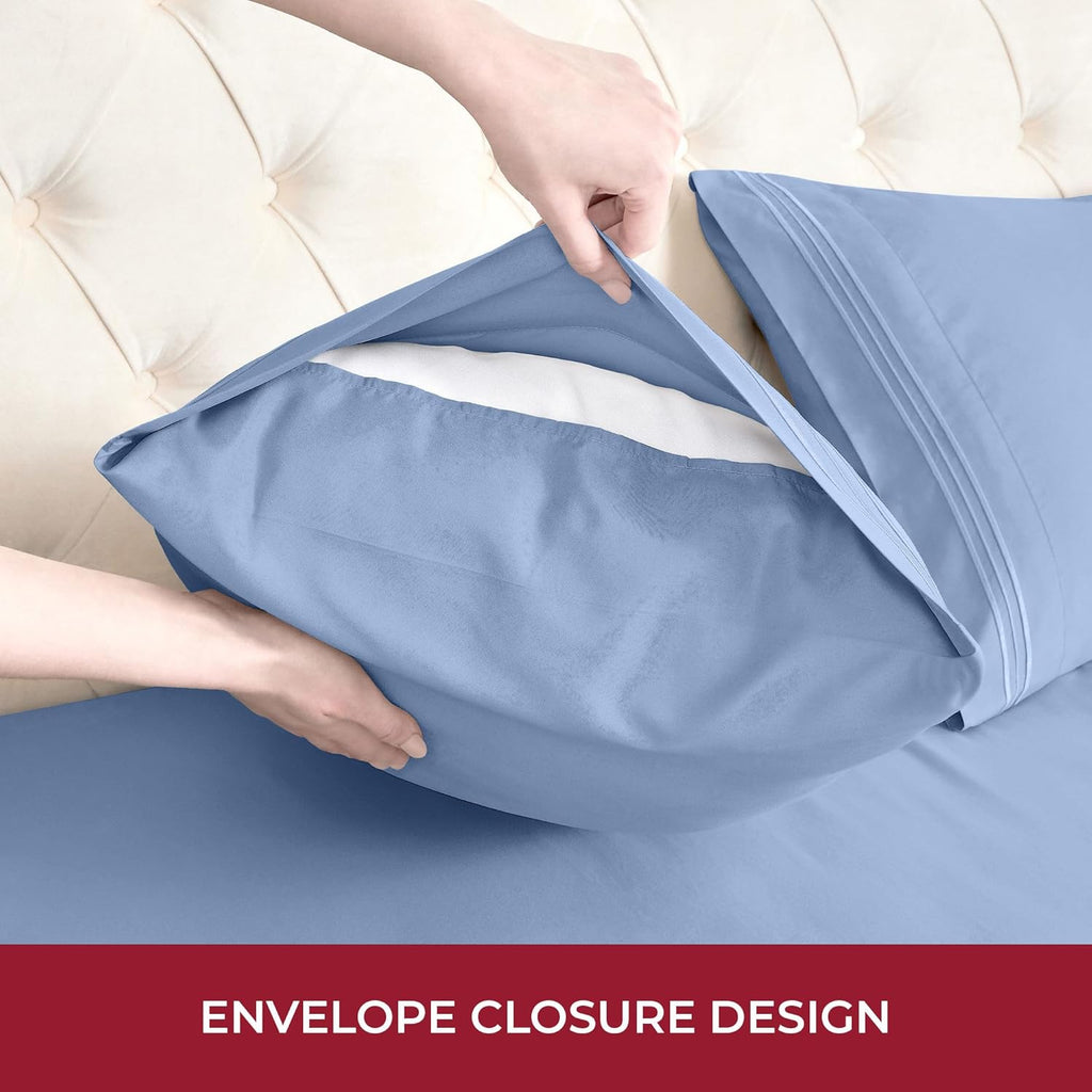 Mellanni RV Short Queen Sheets - Iconic Collection Luxury Bedding | Extra Soft, Cooling, Deep Pocket (Sky Blue)