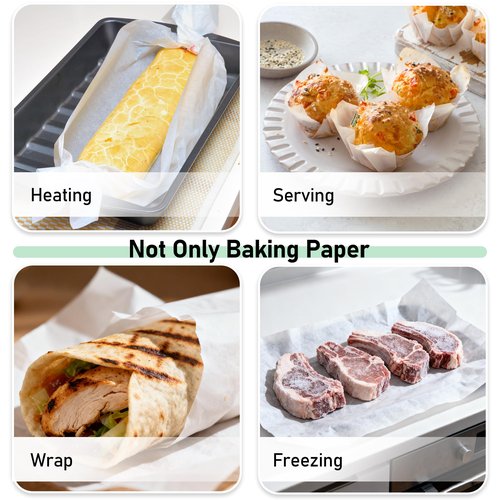 EcoDispose Non-Stick Precut Parchment Paper Baking Sheets Full Pan liner for Bake (12-3/16" x 16-3/8",White,100PCS)