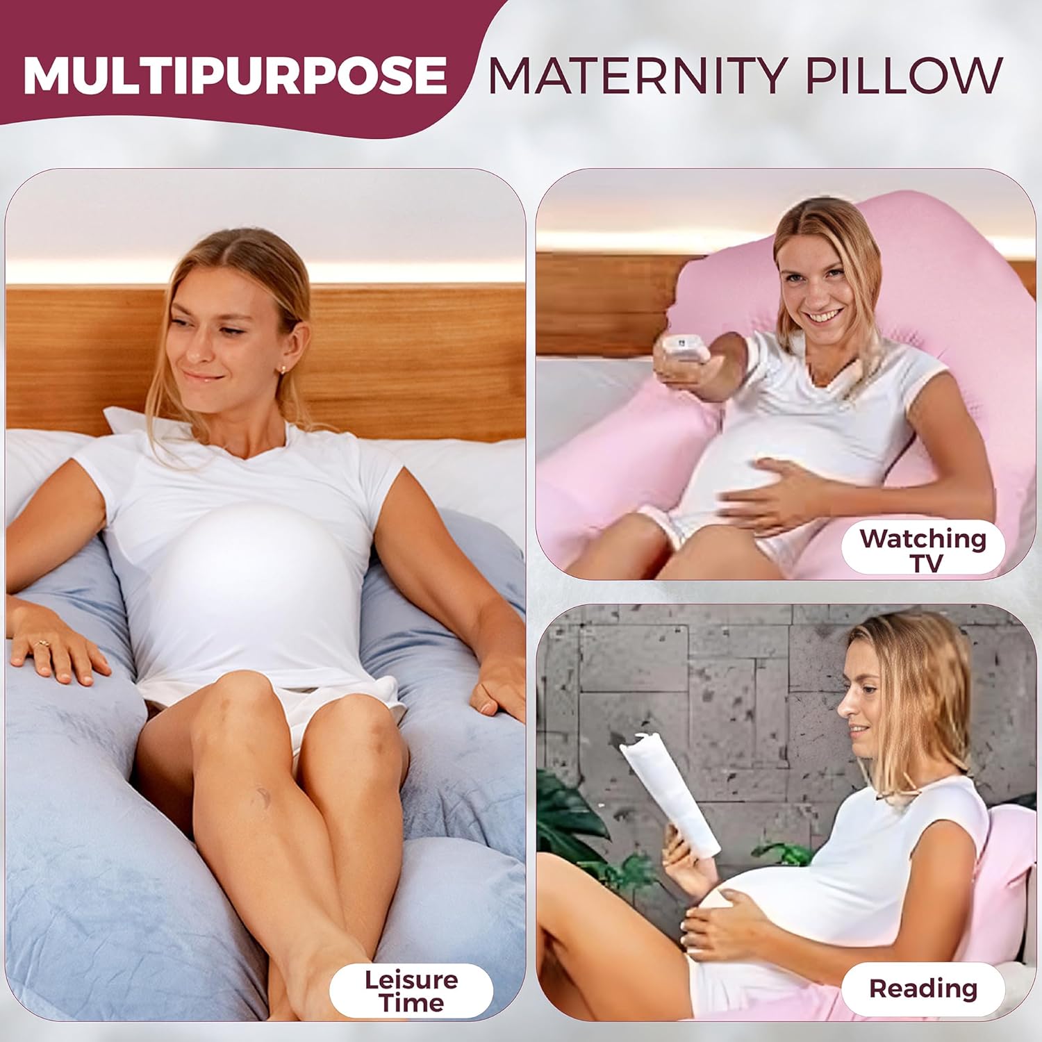 PILLANI Pregnancy Pillow - V C U Shaped 57" Full Body Support with Removable Washable Cover | Cooling Maternity Cushion