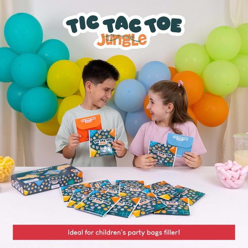 BONNYCO Tic Tac Toe Game Pack 16 Jungle Animals Kids Party Favors. Safari Goodie Bags Stuffers for Kids 3-5 4-8, Goody Bag Stuffers Pinata. Return Gifts for Birthday Party, Mini Games Bulk Travel