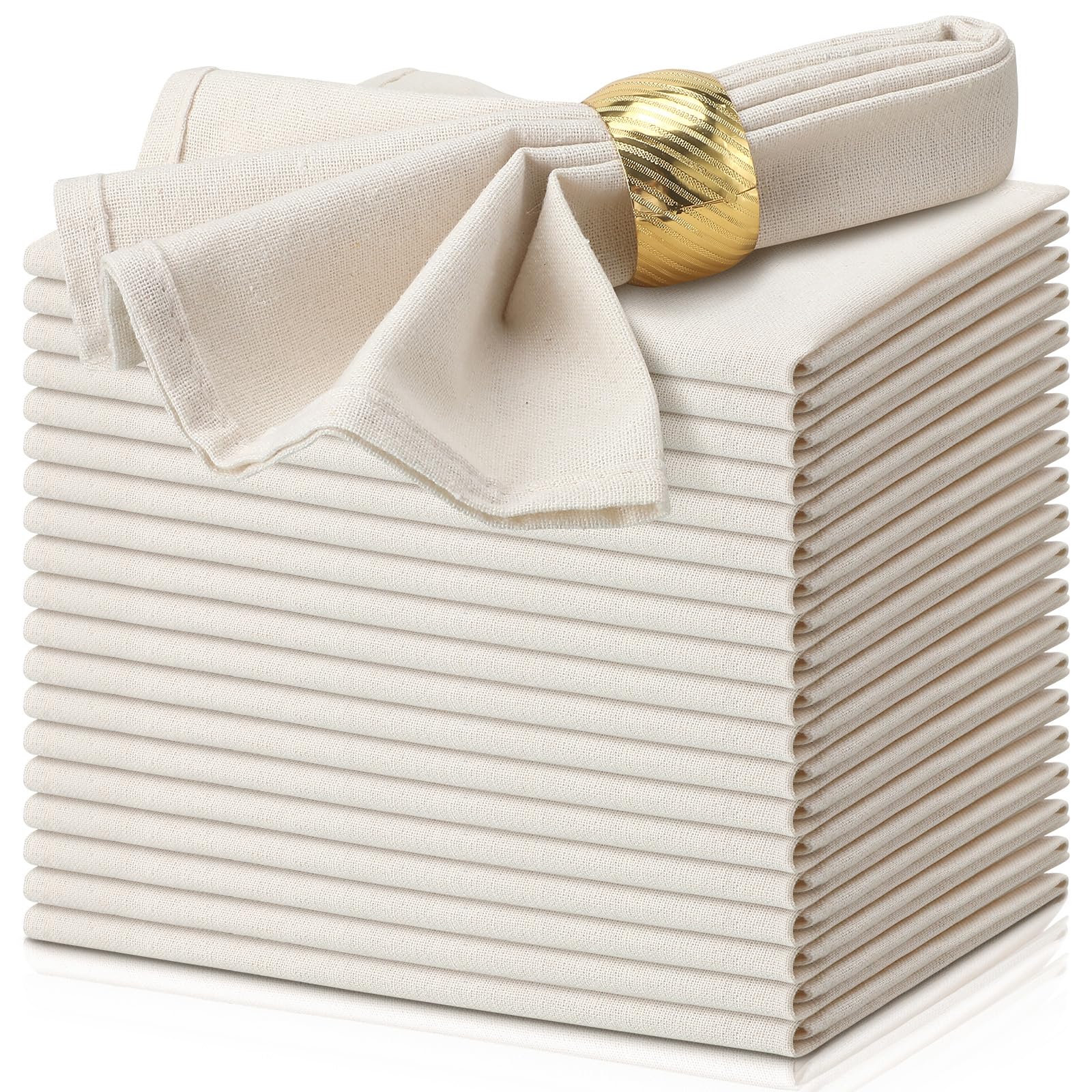 Mixweer Set of 40 Beige Cloth Linen Napkins Bulk Reusable Cotton Dinner Napkin 16 x 16 Inch Washable Pastel Soft Table Napkins for Wedding Dinner Hotel Restaurant Event Party