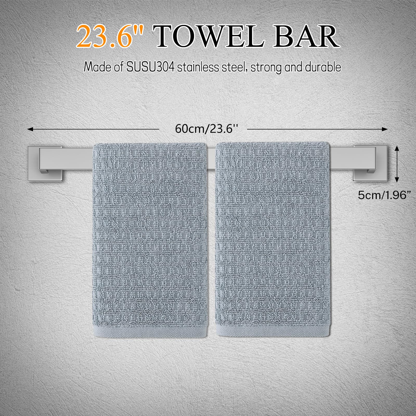 10-Pieces Brushed Nickel Bathroom Hardware Accessories Set,23.6 Inch Towel Bar Set,Stainless Steel Bathroom Hardware Set Towel Holder Set for Bathroom,Wall-Mounted Bathroom Accessories Kit