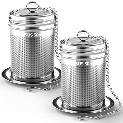 2 Pack Reinmoson Large Tea Infuser for Loose Tea & Spice Infuser for Cooking, 2.1” x 2.9” Extra Fine Mesh Large Tea Strainers, 304 Stainless Steel Loose Leaf Tea Steeper for Black Tea, Rooibos, etc