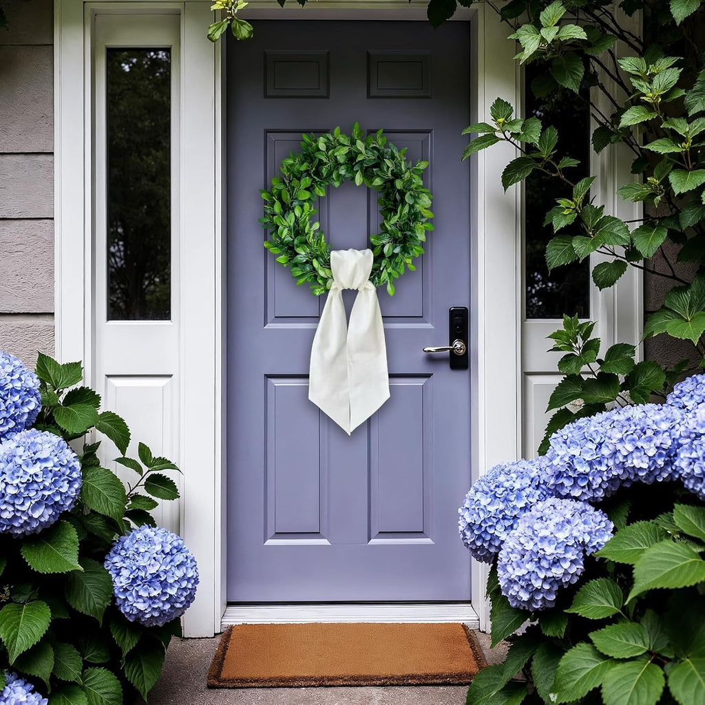 Skiennix Christmas Wreath Sash - White Burlap Decor for Front Door | 2-Piece Holiday Accessory Set
