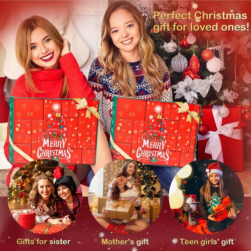 Beauty Advent Calendar 2025 for Teen Girls & Adult Women -24 Days Christmas Countdown Calendar, Fashion and Jewelry Sets Individually Boxed Makeup Surprises, Trend-Infused Gifts for Wife, Mom, Friends