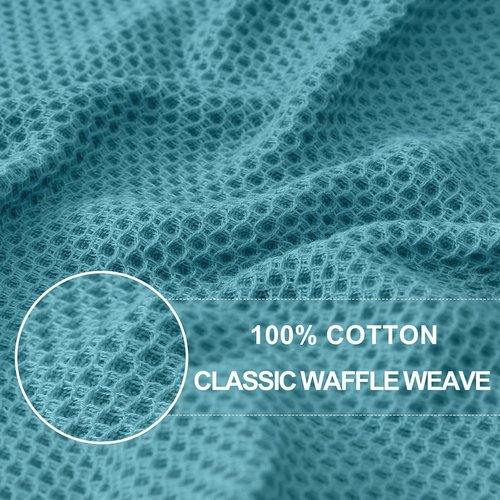 Homaxy 100% Cotton Waffle Weave Dish Cloths - Ultra Soft & Absorbent, Quick Drying | 12 x 12 Inches, 6-Pack, Lake Blue