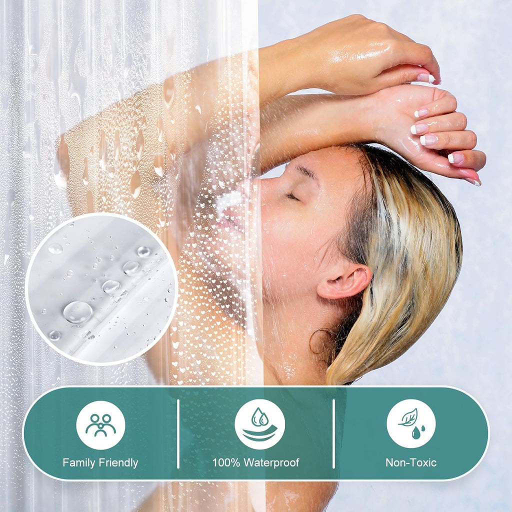 AmazerBath Heavy Duty Shower Curtain Liner - 12 Gauge Clear 72 x 72 Inches with 3 Stones & 12 Grommets