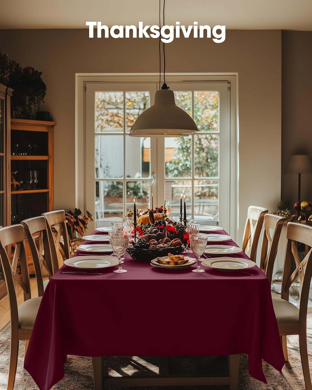 Pureegg Disposable Plastic Table Cloths - 10 Pack, 54 x 108 Inch, Leakproof Burgundy for Parties & Thanksgiving