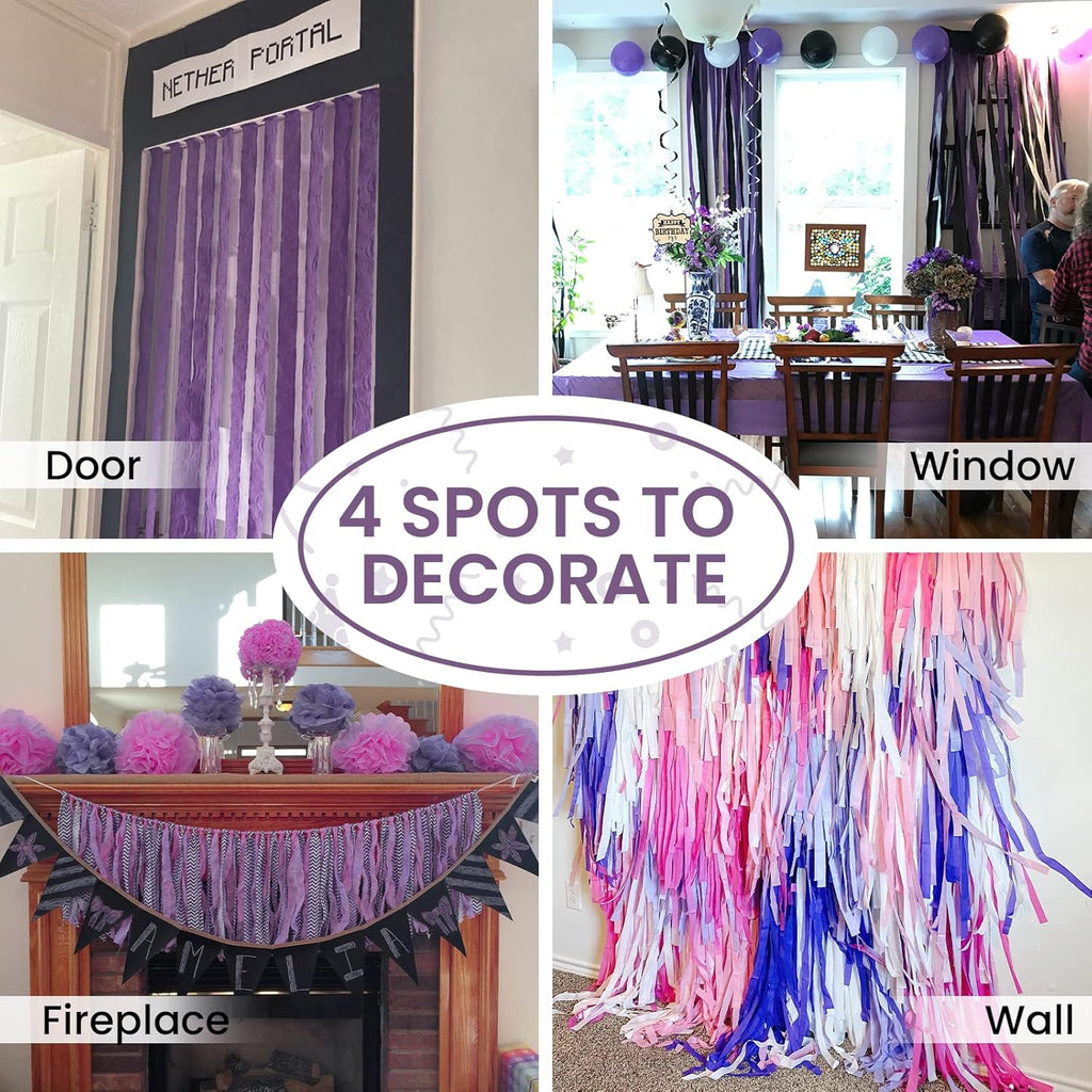 PartyWoo Crepe Paper Streamers - Light Purple 4 Rolls, 328ft for Parties, Weddings, Birthdays & Showers