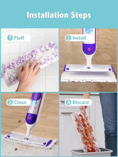 AIR U+ Disposable Power Mop Pads - 24 Pack Unscented 14-Layer Thickened Refills for Multi-Surface Cleaning